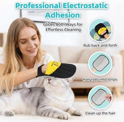 Pet Hair Removal Glove, Upgraded Electrostatic Pet Hair Remover, Reusable Five-Finger Magic Brush, Effectively Removes Dog & Cat Hair from Couch, Carpet, Clothes, Furniture & Car Seat - Image 4