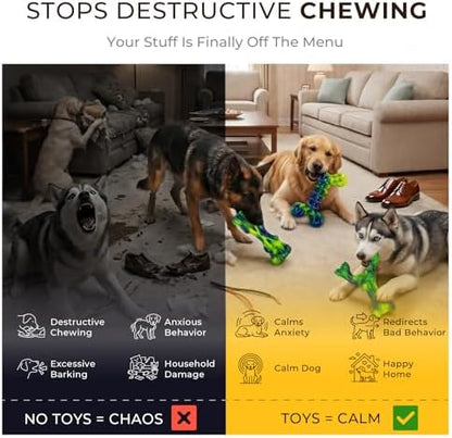 Kseroo Dog Chew Toys, 3-Pack, Peanut Butter, Medium & Large Dogs, Green - Image 5