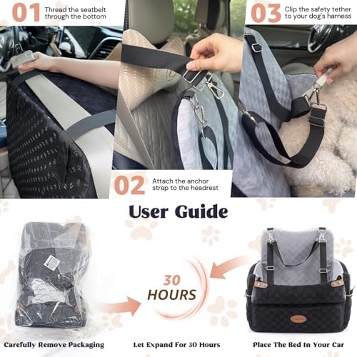 WOOCHPET Dog Car Seat for Small Pets Sturdy Puppy Booster Bed with Elevated Window View Washable Travel Carrier up to 35 Lbs - Image 4