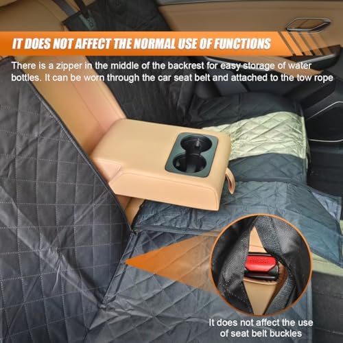 Car Back Seat Cover for Dog, 53" Pet Bench Backseat Cover, Black - Image 4