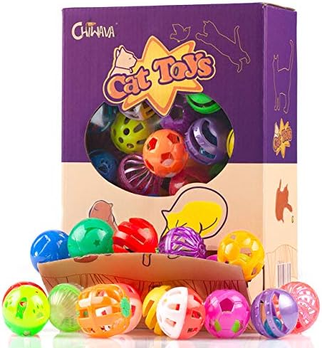 CHIWAVA 48PCS Plastic Noisy Cat Toy Ball with Bell Kitten Chase Toys 8 Type by Chiwava