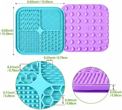 LUKITO 3PCS Lick Mat for Dogs and Cats, Licking Mat with Suction Cups for Anxiety Relief, Cat Peanut Butter Lick Pad for Boredom Reducer, Dog Enrichment Toy, Dog Lick Mat for Bathing Grooming - Image 3