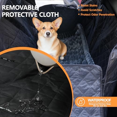 Dog Car Seat Cover 2 Piece Seat Waterproof Hammock and Grey Cover - Image 4