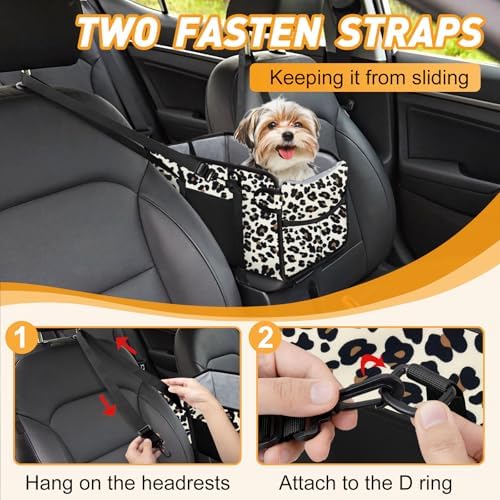 Portable Dog Car Seat for Small Dogs, Puppy Car Seat, Leopard - Image 5