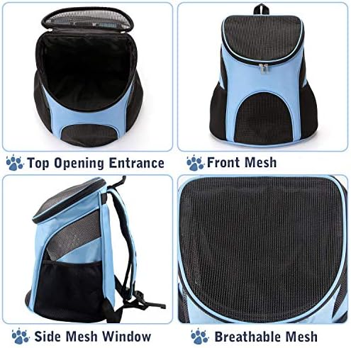 Dog Carrier Backpack Breathable for Small Pets/Cats/Puppies, Pet Carrier Bag with Mesh Ventilation, Safety Features and Cushion Back Support, for Traveling, Hiking, Camping, Walking & Outdoor (Blue) - Image 2