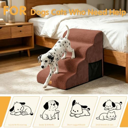 Topmart High Density Foam Dog Steps 4 Tiers, Extra Wide Deep Pet Steps - Image 5