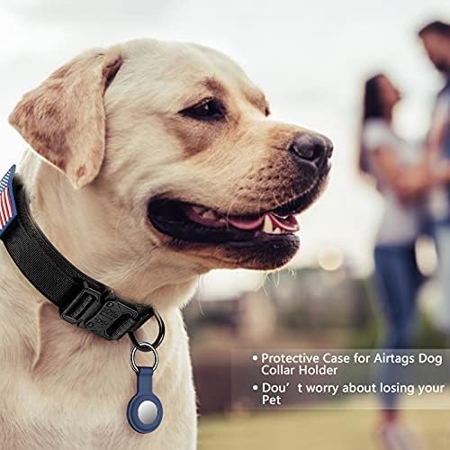 DAGANXI Tactical Dog Collar Leash Set, Adjustable Military Training Nylon Dog Collar with Controll Handle and Heavy Metal Buckle for Medium and Large Dogs，with Patches and Airtags Case (M, Black-Set) - Image 2