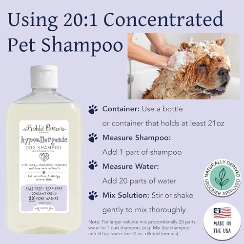 Bobbi Panter Hypoallergenic Dog Shampoo Honey, Aloe Vera, Chamomile & Rosemary – Dye & Fragrance Free Natural Formula for Sensitive & Allergy Skin, Tear-Free, 30:1 Concentrate, Made in USA, 14 oz - Image 4