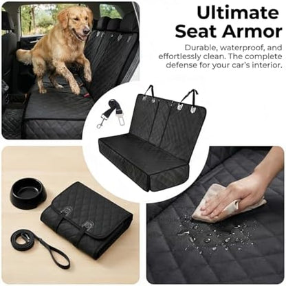 Dog Car Seat Cover for Back Seat, Waterproof Non-Slip Automotive Pet Bench Seat Pad Cover, Soft Vehicle Dog Middle Armrest Pet Backseat Bed Mat Protector, Universal Fit (Black) - Image 6