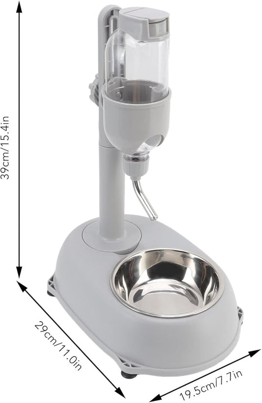 Pet Standing Water Dispenser, Multifunctional 2 in 1 Detachable Height Adjustable Small Pet Puppy Dog Kitten Bowl, Automatic Dog Water Dispenser for Puppy Dog Cat,Grey,11 x 7.7 x 15.4in