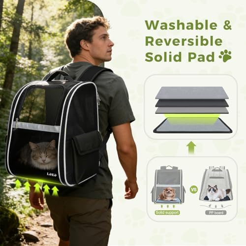 Lekereise Dog Carrier Backpack for Small Medium Dogs Cats up to 18 lbs, Breathable Pet Backpack Carrier with 3 Entrances, Collapsible Cat Backpack Carrier, Travel Hiking Puppy Backpack - Image 5