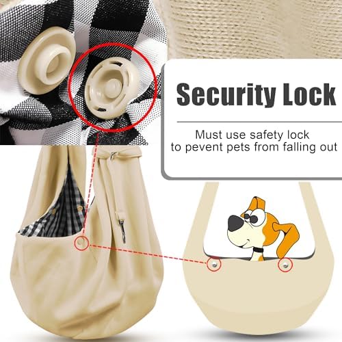 Tomkas Small Dog Cat Sling Carrier Puppy Purse Travel Wrap Soft Crossbody Pet Bag (Cream, M - Classic Pocket & Classic Strap) - Image 7
