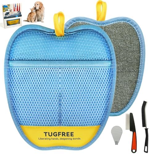 TUGFREE Pet Hair Removal Glove for Dogs & Cats, Electrostatic Magic Brush Grooming & Washable Fur Remover Mitt for Furniture Couch Carpet Clothes Car Seats, 60% More Efficient Pet Hair Remover by GivingPetsaLifeFreeofWor