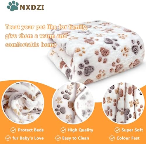 Dog Blankets for Large Dogs, 3 Pcs Dog Blanket Washable, Soft Fluffy Flannel Pet Blanket Mat Cover for Bed Couch, Cute Print Puppy Blanket 60" x 50" - Image 2