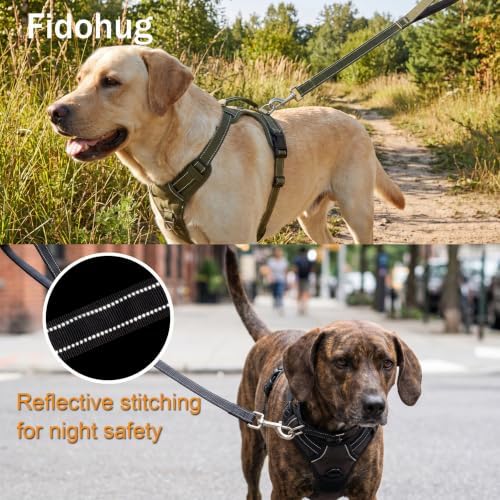 Bungee Dog Leash 5FT-6FT Shock Absorbing, Heavy Duty Tactical Dog Lead with Padded Double Handles, Car Seat Belt, No Pull Reflective Training Leashes for Medium Large Dogs (Army Green) - Image 6