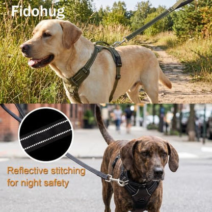 Bungee Dog Leash 5FT-6FT Shock Absorbing, Heavy Duty Tactical Dog Lead with Padded Double Handles, Car Seat Belt, No Pull Reflective Training Leashes for Medium Large Dogs (Army Green) - Image 6