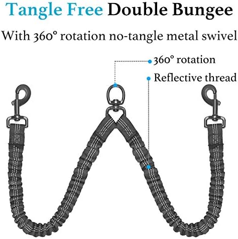iYoShop Double Dog Leash, 360° Swivel, No Tangle, Large, 25-150 lbs, Black - Image 5