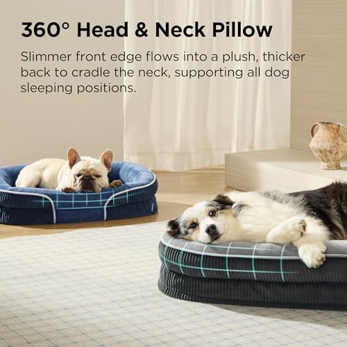 Bedsure 360°Oval Bolster Orthopedic Dog Bed Medium Size Dog,30" Blue - Image 2