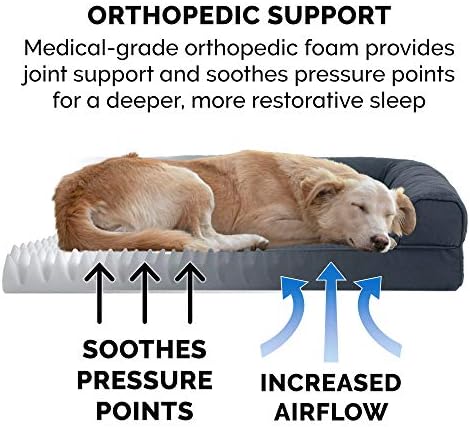 FurHaven Classic Sofa Orthopedic Dog Bed for Large Dogs, with Orthopedic Egg Crate with a Solid Orthopedic Foam Base for Joint Support, Removable Washable Cover, Large, Quilted Sofa, Iron Gray - Image 5