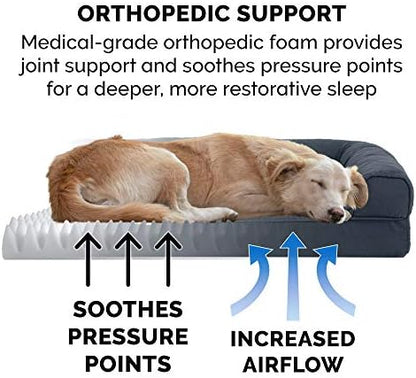 FurHaven Classic Sofa Orthopedic Dog Bed for Large Dogs, with Orthopedic Egg Crate with a Solid Orthopedic Foam Base for Joint Support, Removable Washable Cover, Large, Quilted Sofa, Iron Gray - Image 5