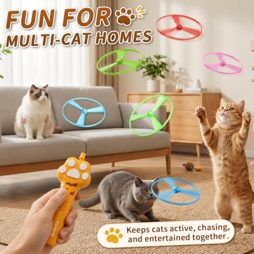 Interactive Cat Disc Launcher Toy, Rechargeable with 8 Flying Discs - Image 3
