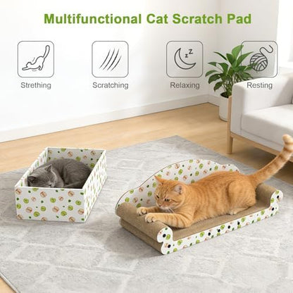 TIMHAKA 27'' Large Cardboard Cat Scratcher Bed with One Box and 2 Catnip - Image 4