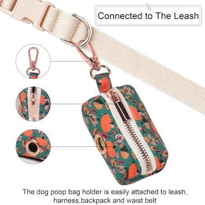 ARING PET Fall Dog Poop Bag Holder, Cotton Puppy Pumpkin Waste Bag Dispenser Attach to Any Leashes, Portable Washable Pet Waste Pouch Holder with Two Rolls of Bags - Image 4