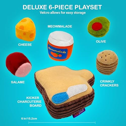 6-Piece Charcuterie Playset - Plush Cat Toys, Cheese Board - Image 5