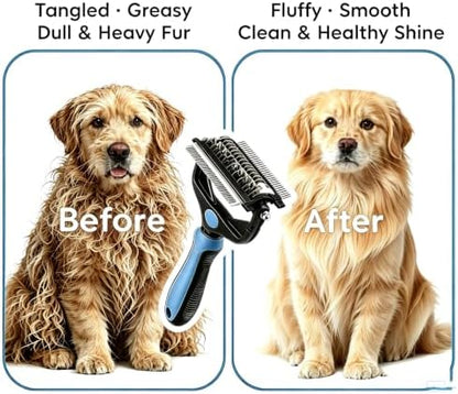 3-IN-1 Pet Grooming Tool - Undercoat Rake, Dematting Comb & Deshedding Brush for Cats & Dogs - Removes Mats - Image 2