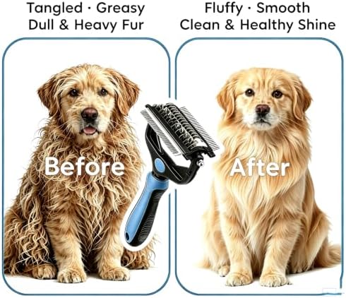 3-IN-1 Pet Grooming Tool - Undercoat Rake, Dematting Comb & Deshedding Brush for Cats & Dogs - Removes Mats - Image 2