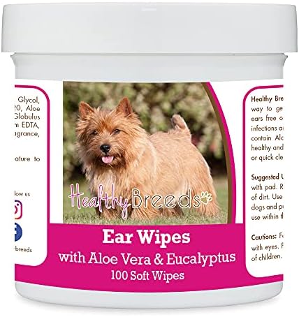 Healthy Breeds Norwich Terrier Ear Cleaning Wipes with Aloe & Eucalyptus for Dogs 100 Count by HealthyBreeds