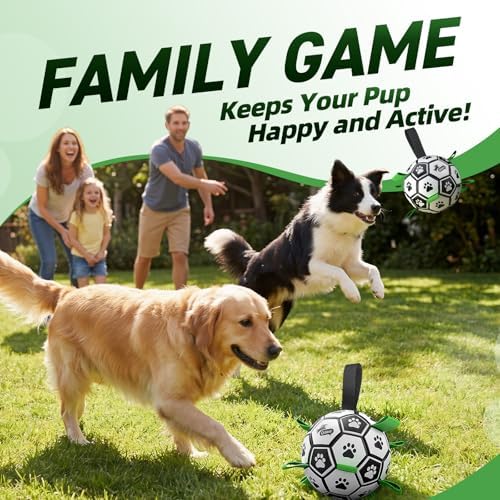 QDAN 2 PCS Dog Toys Soccer Ball Set with Straps, Interactive Dog Toys for Tug of War, Puppy Birthday Gifts, Dog Water Toy, Durable Dog Balls for Medium & Large Dogs（6 & 8 Inch） - Image 4