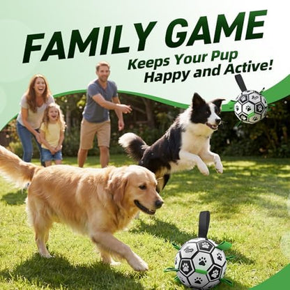 QDAN 2 PCS Dog Toys Soccer Ball Set with Straps, Interactive Dog Toys for Tug of War, Puppy Birthday Gifts, Dog Water Toy, Durable Dog Balls for Medium & Large Dogs（6 & 8 Inch） - Image 4