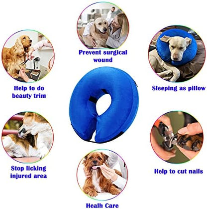 Inflatable Dog Collar, Soft Dog Cone for Dogs After Surgery, Adjustable Blow up Donut E-Collars for Small Medium Large Dogs and Cats - Image 4