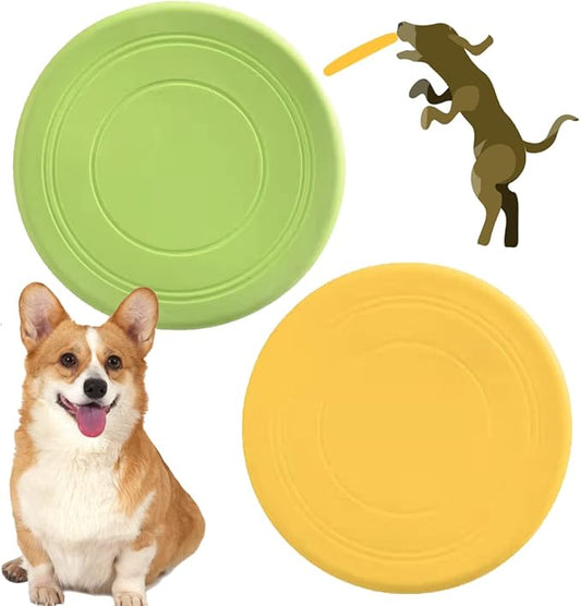 coldchill 7 Inch Dog Flying Disc, Puppy Flyer Toy React Faster Training Interactive Toys for Small Medium Dog, Lightweight Durable and Water Resistant Floating Saucer (Green+Yellow)