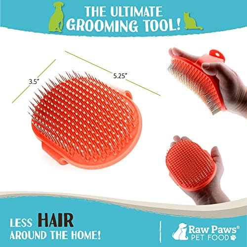 Raw Paws Hand-Held Grooming Pin Brush for Dogs & Cats - Rubber Tipped - Image 3