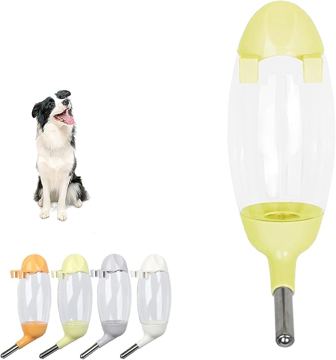 No-Drip Water Bottle/Feeder for Hamsters/Guinea Pigs/Ferrets/Rabbits/Cats and Dogs, Small Animals and Small Pets - for Use in Cages, Crates or Suspension Mounts.13.5 oz. Nozzle 10 mm, Yellow
