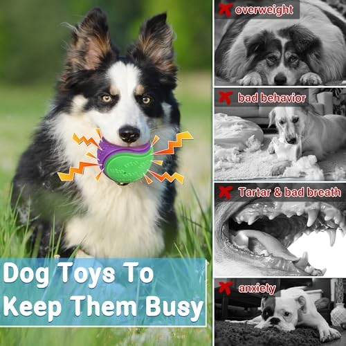 LECHONG 3.5in Squeaky Dog Balls Toys for Training, Dog Toys to Keep Them Busy, High Bouncy Balls for Interactive Playing, Great for Puppy Pet Teething and Chew 4Pcs - Image 3