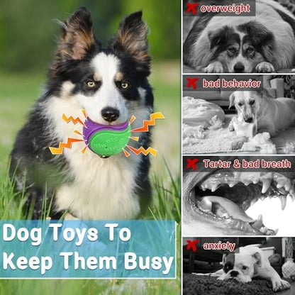 LECHONG 3.5in Squeaky Dog Balls Toys for Training, Dog Toys to Keep Them Busy, High Bouncy Balls for Interactive Playing, Great for Puppy Pet Teething and Chew 4Pcs - Image 3