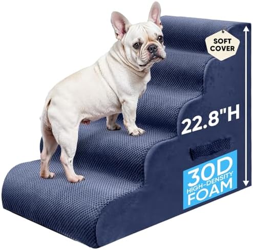 PAWSCRAT 5-Step Pet Stairs for High Beds & Sofas, 22.8''H Dog Stairs, Blue by PAWSCRAT