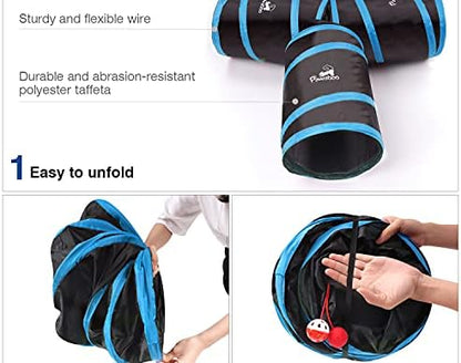 Pawaboo Cat Tunnel, Cat Tunnels for Indoor Cats, 3-Way Foldable Cats Tube - Image 6