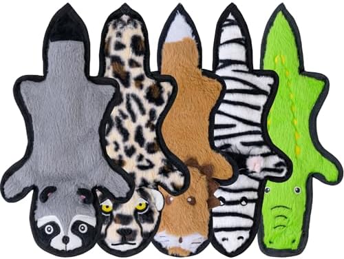 SHARLOVY No Stuffing Dog Toys Crinkle Squeaky, Long Lasting Chews for Aggressive, Durable Plush Dog Puppy Chew Toys for Teething, with 6 Tough Layers for Small Medium Large Breed-5 Pack,Medium by SHARLOVY