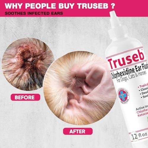 Truseb Maximum Strength Dog Ear Infection Treatment Flush, Cat & Dog Ear Cleaner Solution Medicated with Chlorhexidine & Ketoconazole Helps with Ear Itching Redness Swelling (12 oz) - Image 4