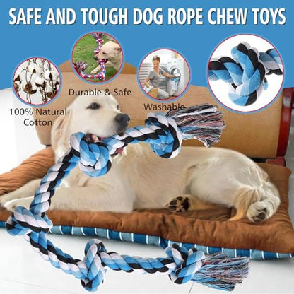 XIGOU Dog Rope Toys for Large Dogs Aggressive Chewers, Dog Chew Toys for Large Breed Indestructible, Heavy Duty Tough 3 Feet 5 Knots Dog Toy, Sturdy Rope toy for Dogs Tug of War Dog Toy Teeth Cleaning - Image 5