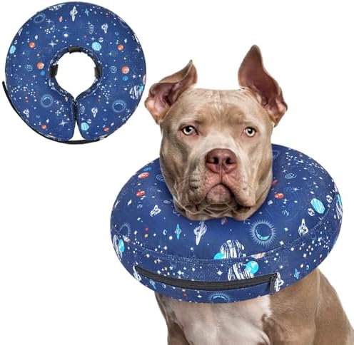 Supet Inflatable Dog Cone Collar Alternative After Surgery, Dog Neck Donut Collar Recovery E Collar for Neuter, Soft Pet Cone for Small Medium Large Dogs by Supet