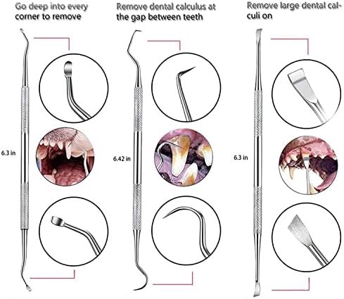 Teeth Cleaning Kit Dog Plaque Tartar Remover Tools Pet Dental Tooth Scaler and Scraper Silicone Finger Toothbrush for Puppy Cats Tooth Pick Stone Remover Dogs Oral Care Hygiene Cleaning Tools (12Pcs) - Image 4