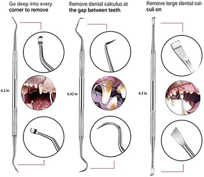 Teeth Cleaning Kit Dog Plaque Tartar Remover Tools Pet Dental Tooth Scaler and Scraper Silicone Finger Toothbrush for Puppy Cats Tooth Pick Stone Remover Dogs Oral Care Hygiene Cleaning Tools (12Pcs) - Image 4