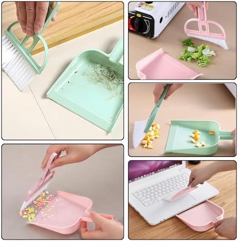 Mini Dustpan and Brush Set, Portable Exquisite Pet Waste Cleaning Kit, Hamster Sand Scooper Cage Cleaning Tool for Small Pets Guinea Pigs Hedgehogs Hamsters Chinchillas Rabbits (Green) - Image 2