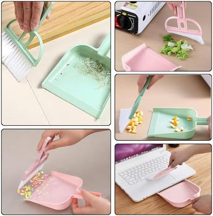 Mini Dustpan and Brush Set, Portable Exquisite Pet Waste Cleaning Kit, Hamster Sand Scooper Cage Cleaning Tool for Small Pets Guinea Pigs Hedgehogs Hamsters Chinchillas Rabbits (Green) - Image 2