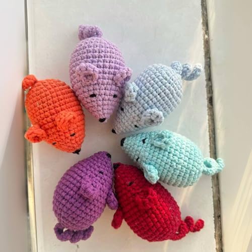 Catnip Toys Crochet Mouse, 6 Pcs Yarn Cat Nip Mice Safe Teeth Cleaning Chew Toy for Indoor Kittens Kitty, Adult Cats Interactive Catnip Cat Kicker Toys Anxiety Relief - Image 4